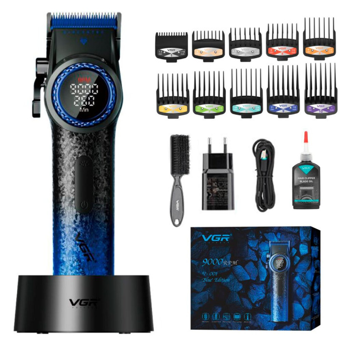 Аккумуляторна машинка для стрижки VGR V-001 BLUE